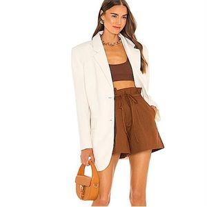 L’Academie Gracen High Rise Paperbag Waist Shorts in Brown